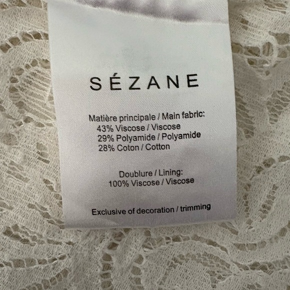 Sezane Dina Lace Blouse White Open Back Tie Top Size 38 - Picture 7 of 8